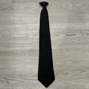 Wolfmark Brand Mens Black Clip On Polyester Neck Tie, Fast Shipping